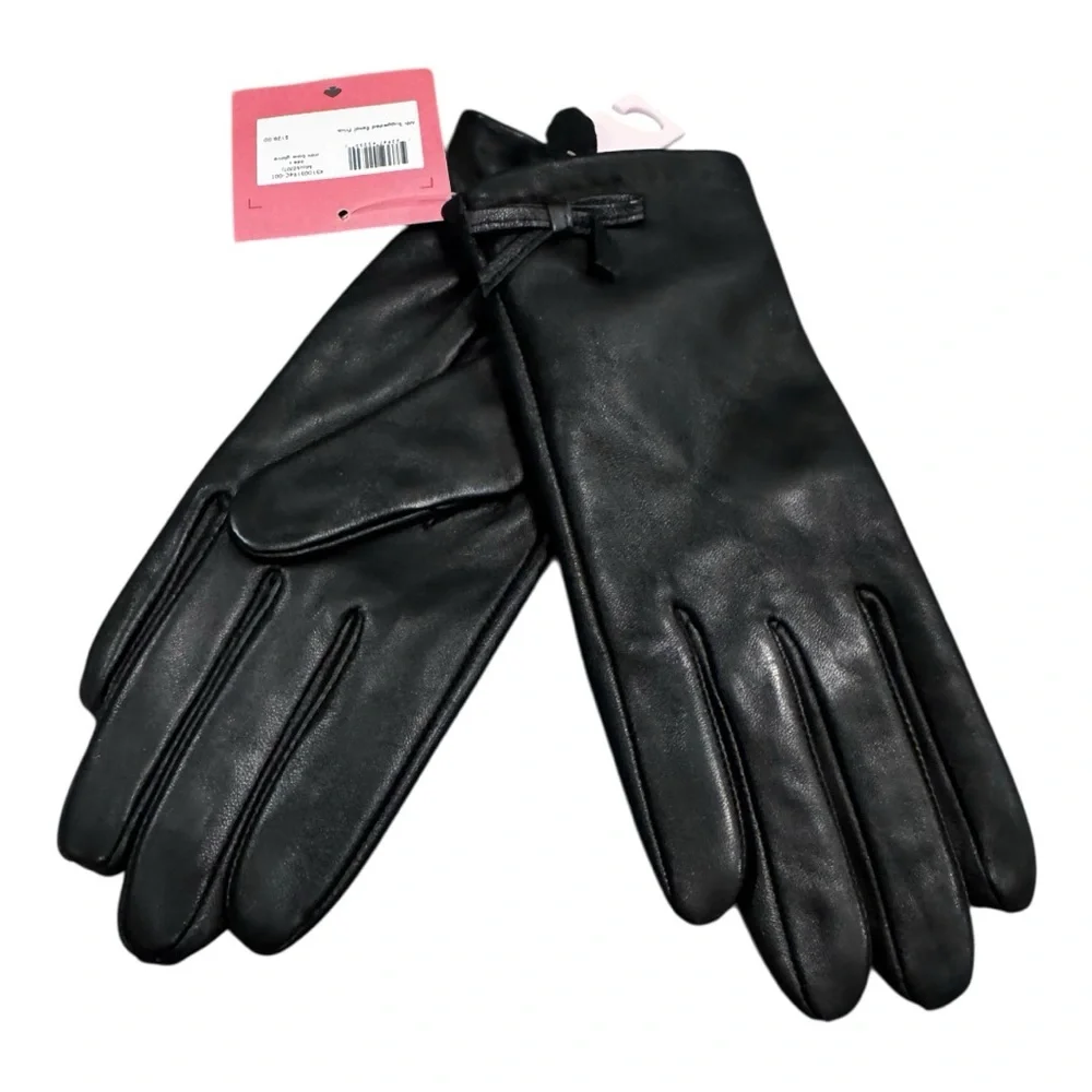 NWT Kate Spade Lambskin Mini Bow Glove Black Small
